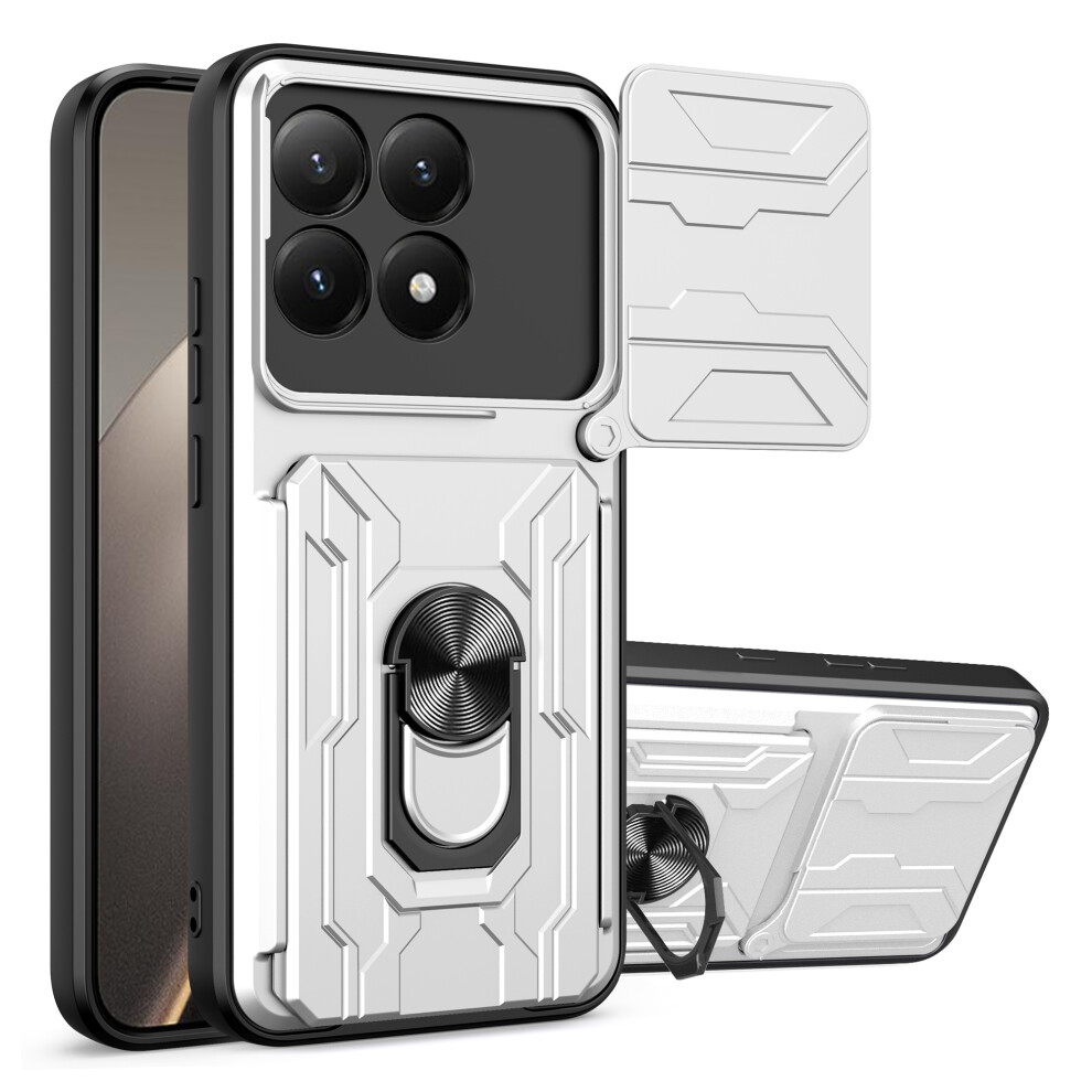 (White) For Xiaomi 15T Case Pc + Tpu Kickstand Phone Back Cover With Camera Slider White 6914294336483