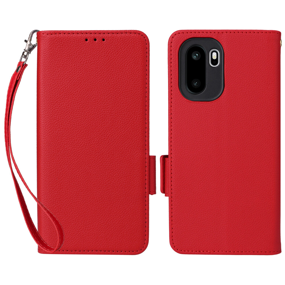 (Red) For Oneplus Ace 6 5G / 6T 5G / 15R 5G Case Litchi Texture Wallet Leather Phone Cover With Wrist Strap Red 6914296123807