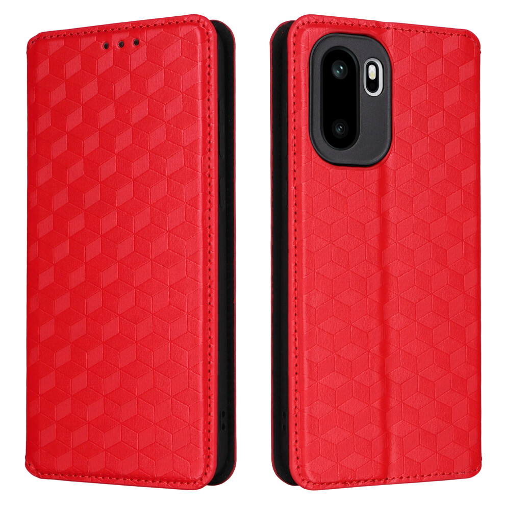 (Red) For Oneplus Ace 6 5G / 6T 5G / 15R 5G Case Wallet Rhombus Imprinted Pu Leather Phone Cover Red 6914294958852