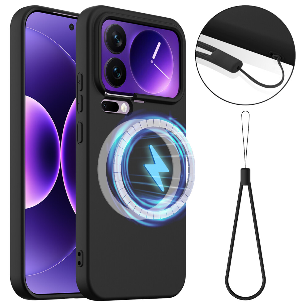 (Black) For Xiaomi 17 Pro Magnetic Case Anti-Drop Liquid Silicone Phone Cover Black 6914291739782