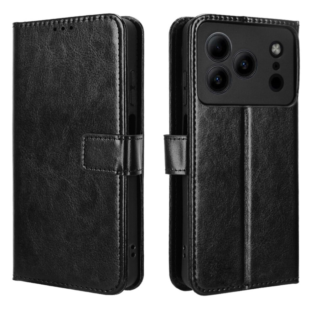 (Black) Pu Leather Case For Doogee Note 56 / Note 56 Pro / Note 56 Plus Crazy Horse Texture Phone Wallet Cover With Strap Black 6914299576204