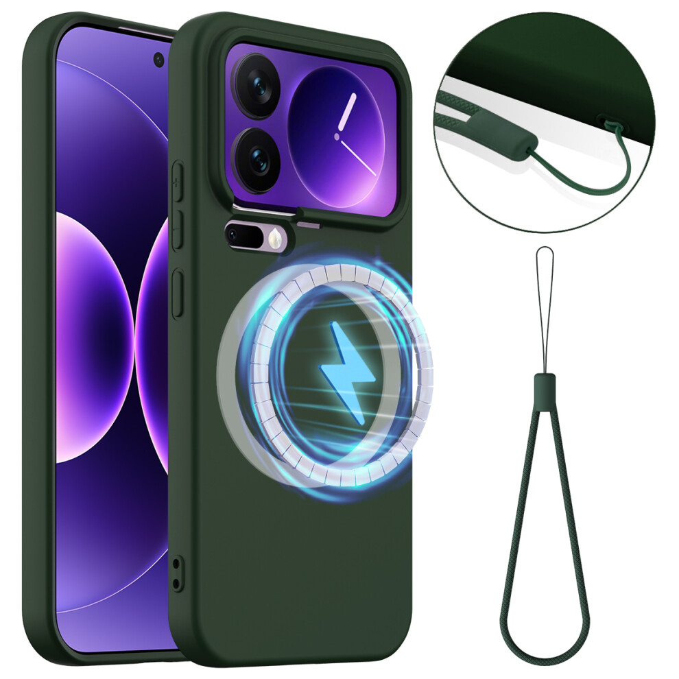 (Dark ) For Xiaomi 17 Pro Max Case Magnetic Case Anti-Drop Liquid Silicone Phone Cover Green 6914297877761