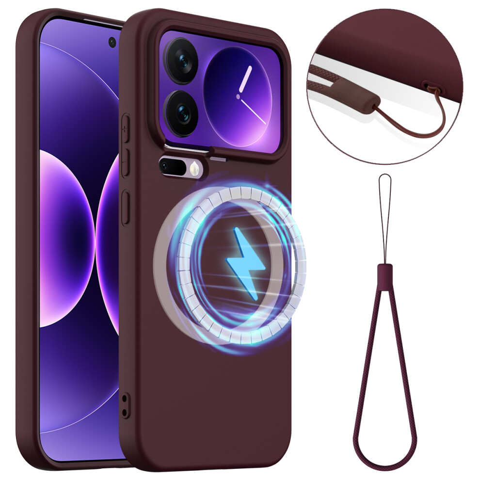 (Wine ) For Xiaomi 17 Pro Max Case Magnetic Case Anti-Drop Liquid Silicone Phone Cover Red 6914296435320