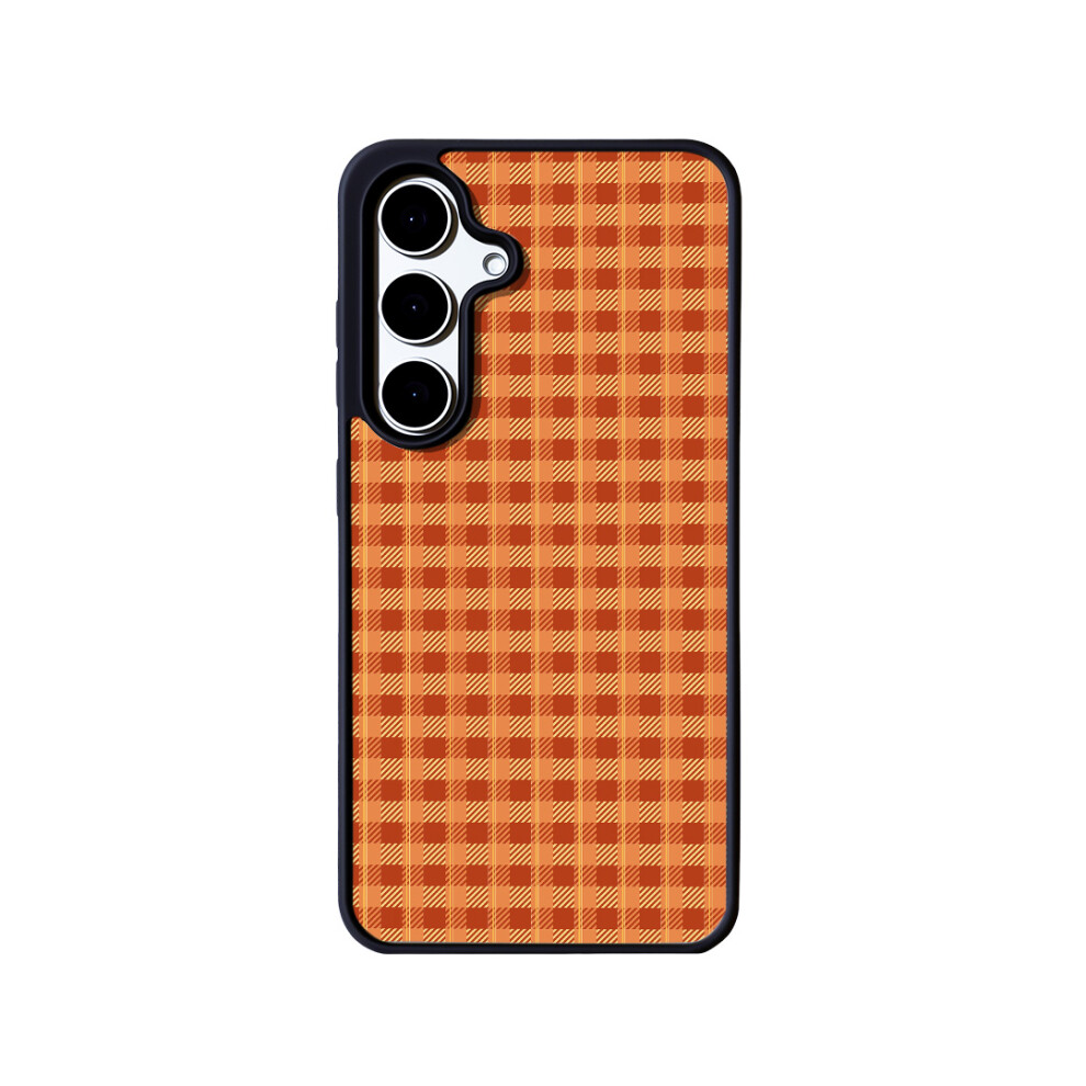 (Pumpkin Color Grid) Eycase For Samsung Galaxy S25+ Magnetic Case Grid Series Edge Tpu + Acrylic Cover Black 6914295492898
