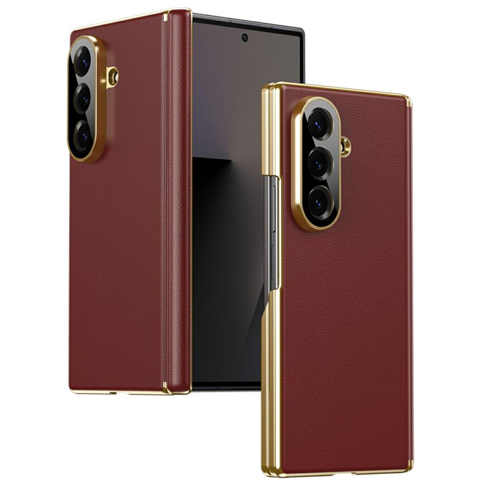 (Red) For Samsung Galaxy Z Fold7 5G Case Dual-Axis Hinge Pu Leather Hard Pc Folding Phone Cover Red 6914294759145