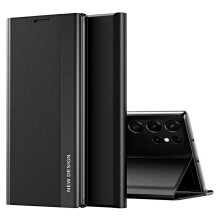 (Black) For Samsung Galaxy S26 Ultra Case Anti-Drop Leather Phone Cover with Stand