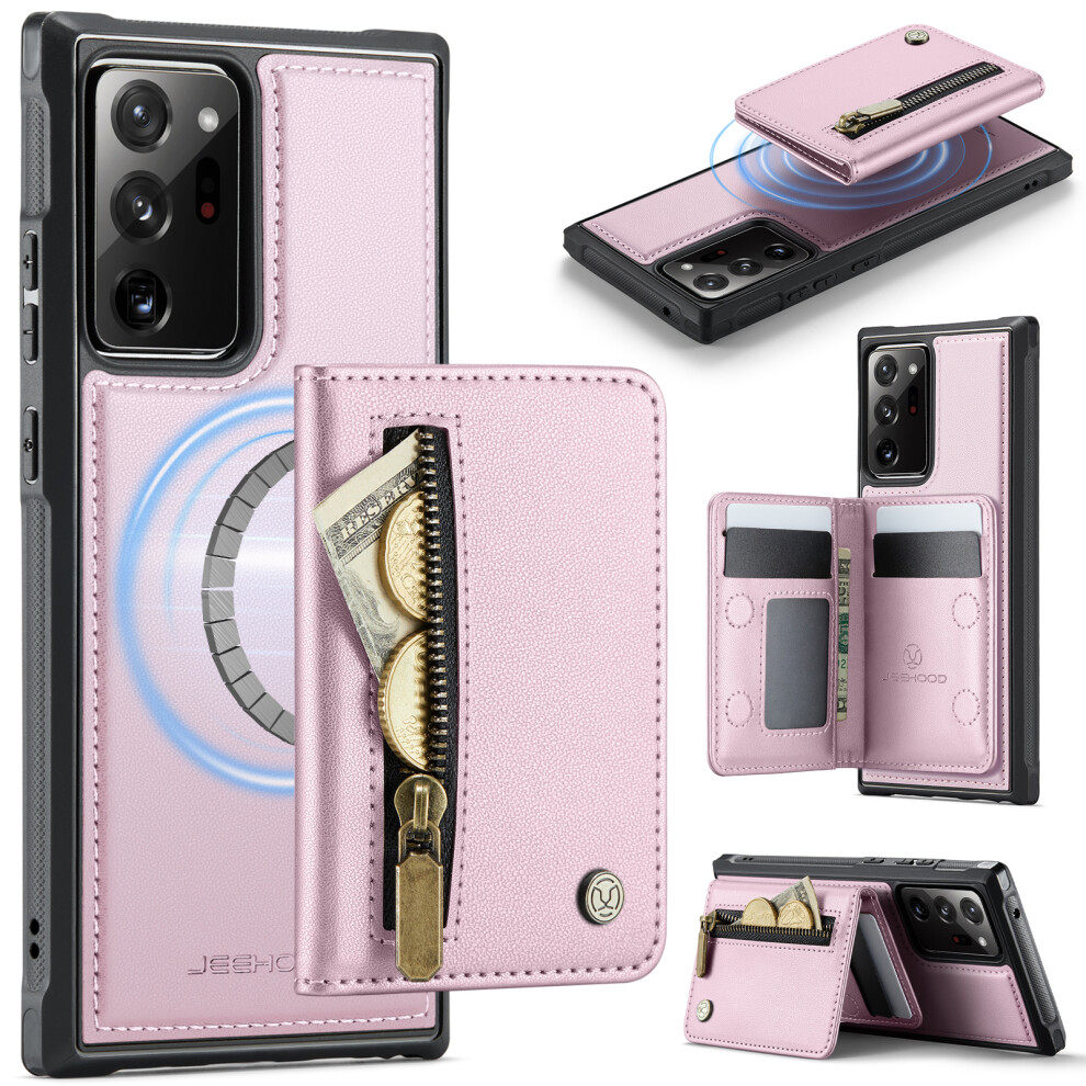 (Pink) Jeehood For Samsung Galaxy Note20 Ultra Case J12 Magnetic Detachable Zipper Wallet Kickstand Leather Back Cover Magneti Pink 6914296587418