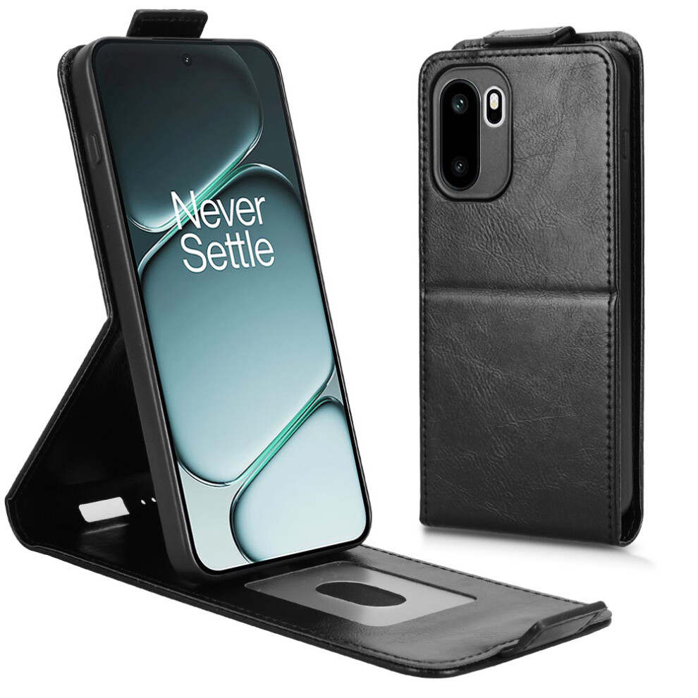 (Black) Stand Case For Oneplus 15R 5G / Ace 6T 5G / Ace 6 5G Magnetic Clasp Vertical Flip Leather Phone Cover With Card Holder Black 6914290650903