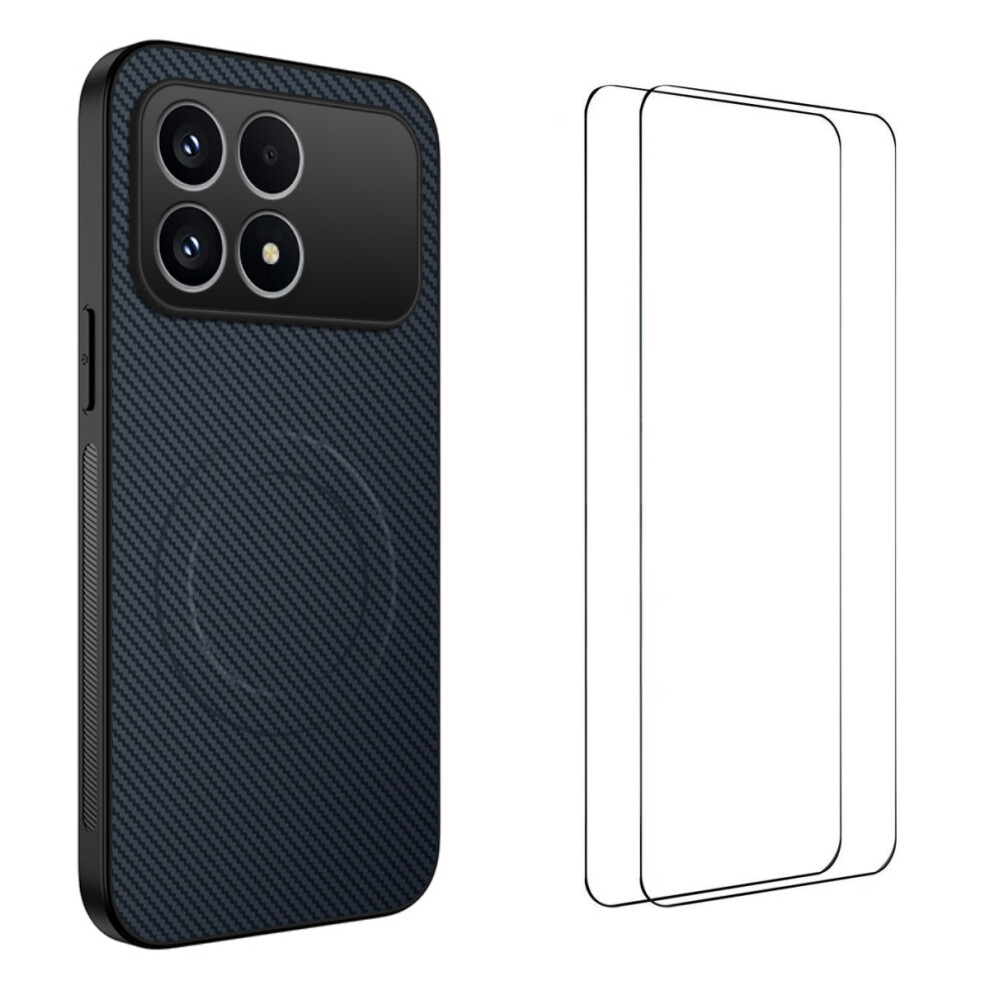 (Sapphire) Wanlonfeng For Xiaomi Redmi K90 5G / Poco F8 Pro Magnetic Case Tq1 Series Carbon Fiber Texture Pc Tpu Phone Cover With Blue 6914299805182