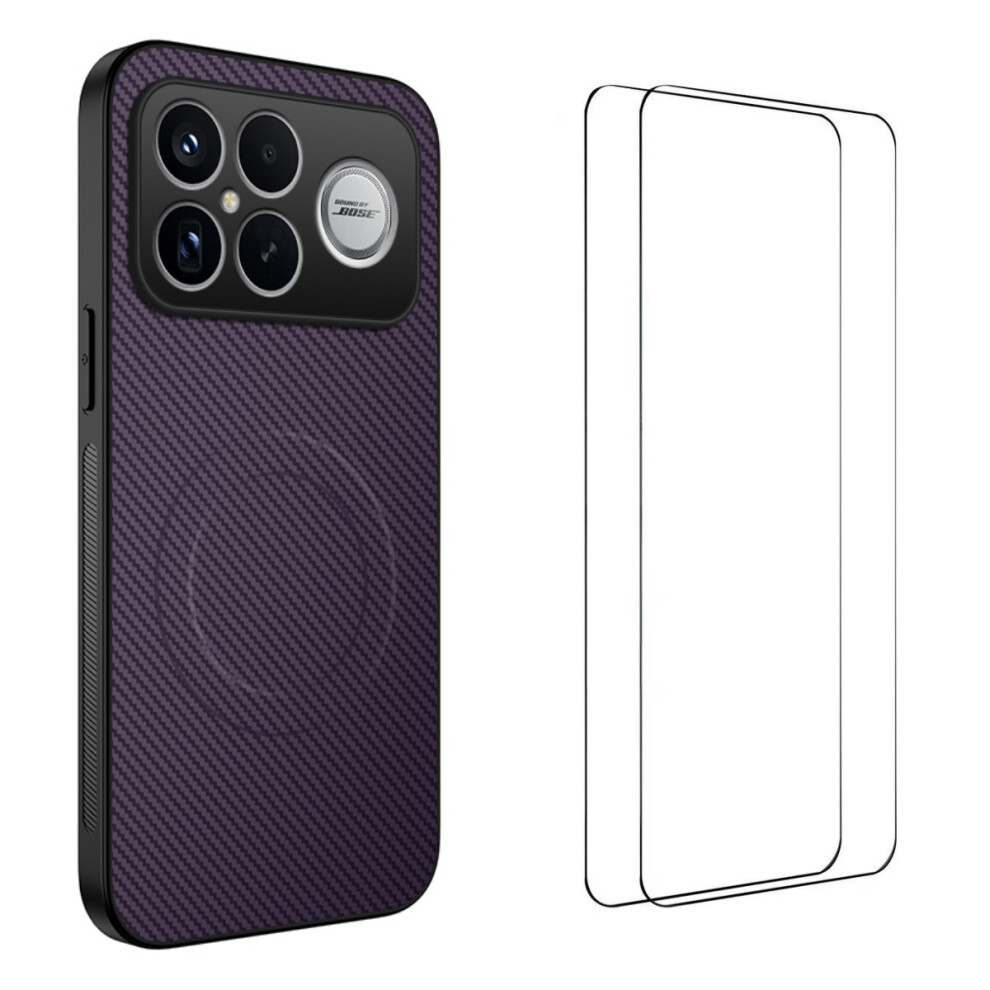 (Purple) Wanlonfeng For Xiaomi Redmi K90 Pro Max 5G / Poco F8 Ultra Magnetic Case Tq1 Series Carbon Fiber Texture Pc Tpu Phone C Purple 6914299960126