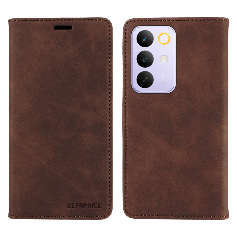 (Brown) Betopnice For Realme C85 Pro 4G Case Magnetic Closure Rfid Blocking Wallet Stand Leather Phone Cover Brown 6914297136042