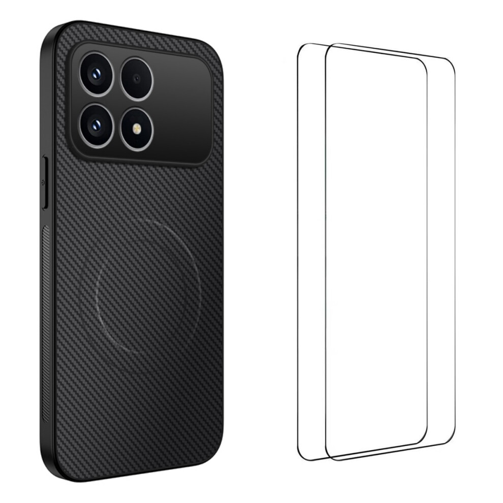 (Black) Wanlonfeng For Xiaomi Redmi K90 5G / Poco F8 Pro Magnetic Case Tq1 Series Carbon Fiber Texture Pc Tpu Phone Cover With Black 6914299280125