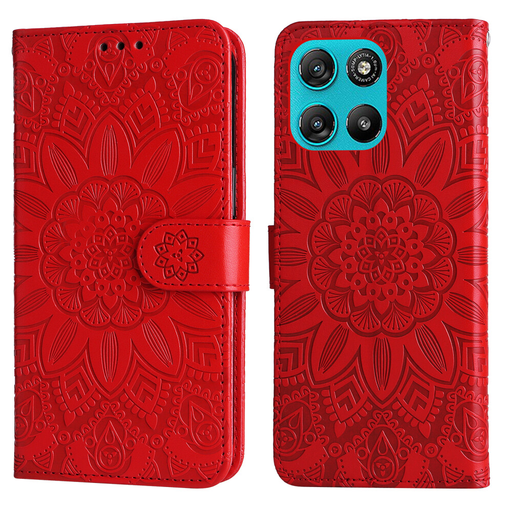 (Red) For Motorola Moto G57 Power 5G / Motorola Moto G57 5G / Motorola Moto G67 Power 5G Case Sunflower Imprint Leather Wallet Red 6914295704571