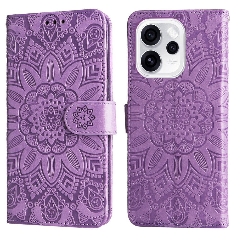 (Purple) For Oppo Reno15 Pro Max 5G (Global) / Reno15 Pro 5G (China) Case Sunflower Imprint Leather Wallet Phone Cover Purple 6914299002468