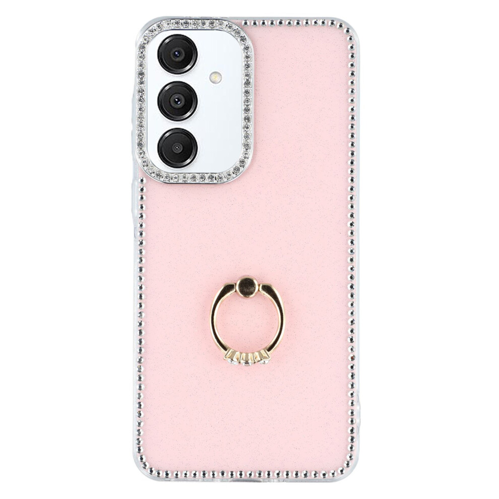 (Glitter Light ) For Samsung Galaxy S26 Case With Ring Kickstand Rhinestone Edge Tpu + Pc Imd Phone Cover Pink 6914299521365