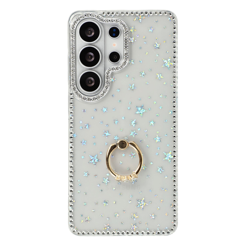 (Starry Transparent) For Samsung Galaxy S26 Ultra Case With Ring Kickstand Rhinestone Edge Tpu + Pc Imd Phone Cover 6914295786379