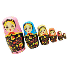 Traditional Russian Nesting Doll 6Layer Matryoshka Doll Educational Stacking Toy Pink