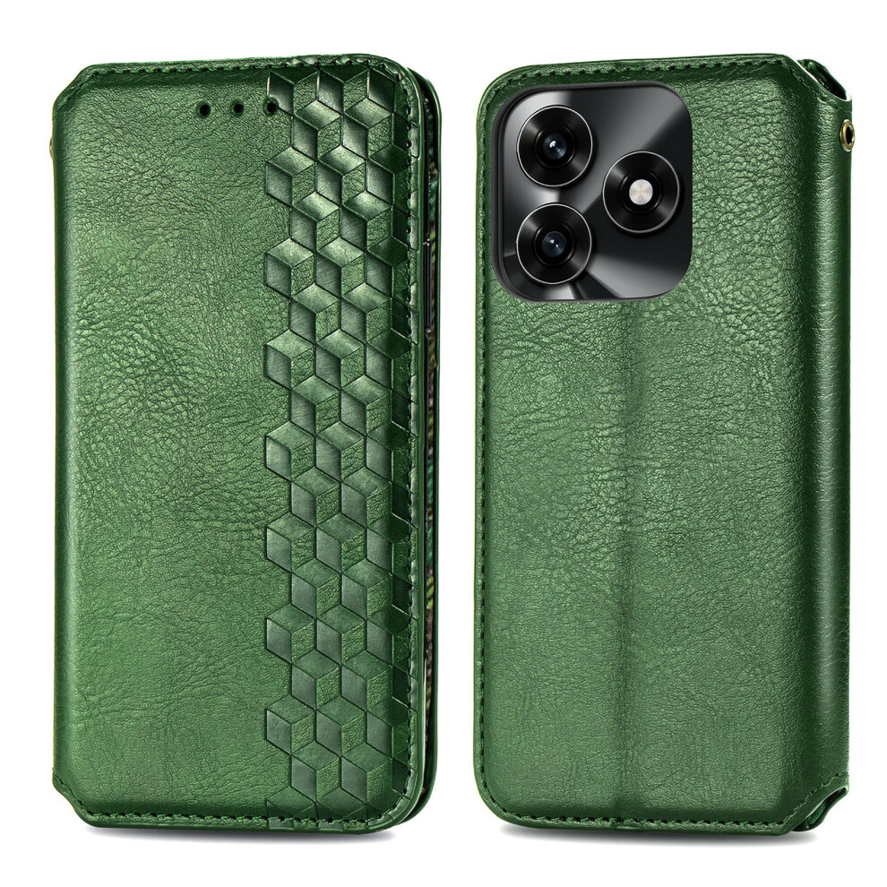 (Green) For Honor X5c Plus 4G Case Rhombus Imprint Pu Leather Wallet Phone Cover Green 6914295570121