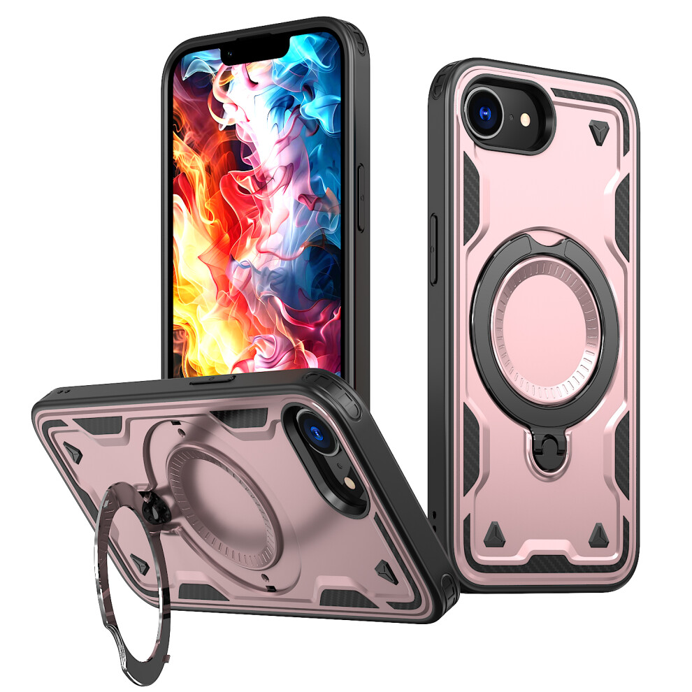 (Rose ) For Iphone 17E / 16E Case Compatible With Magsafe Military Protection Pc + Tpu Kickstand Phone Cover Gold 6914293544872