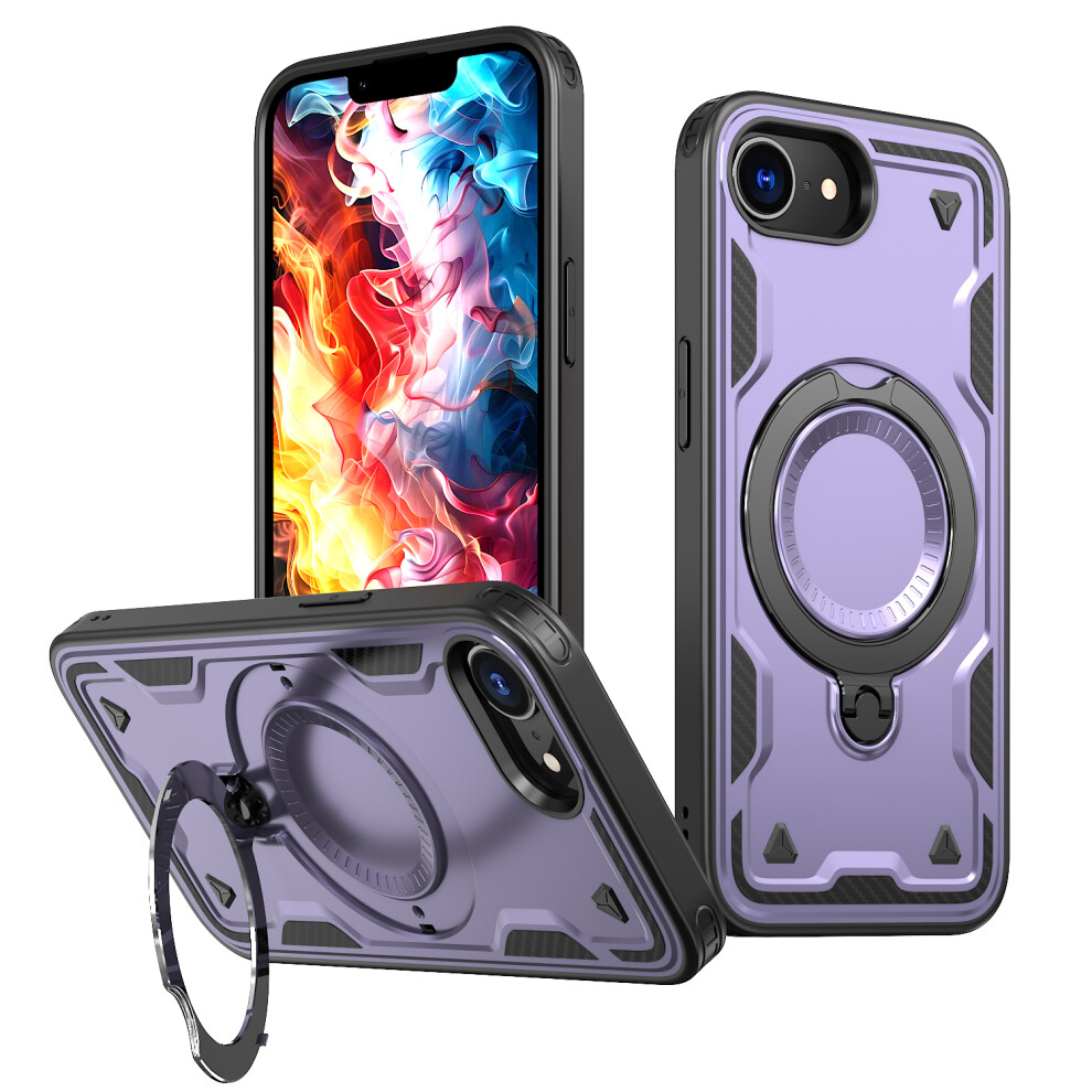 (Purple) For Iphone 17E / 16E Case Compatible With Magsafe Military Protection Pc + Tpu Kickstand Phone Cover Purple 6914295967525