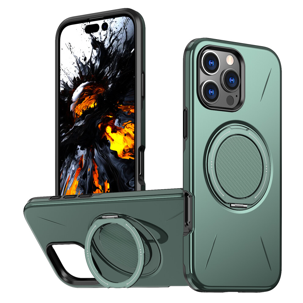 (Green) For Iphone 15 Pro Max Case Compatible With Magsafe Tpu + Pc Back Cover With Rotating Kickstand Green 6914299091943