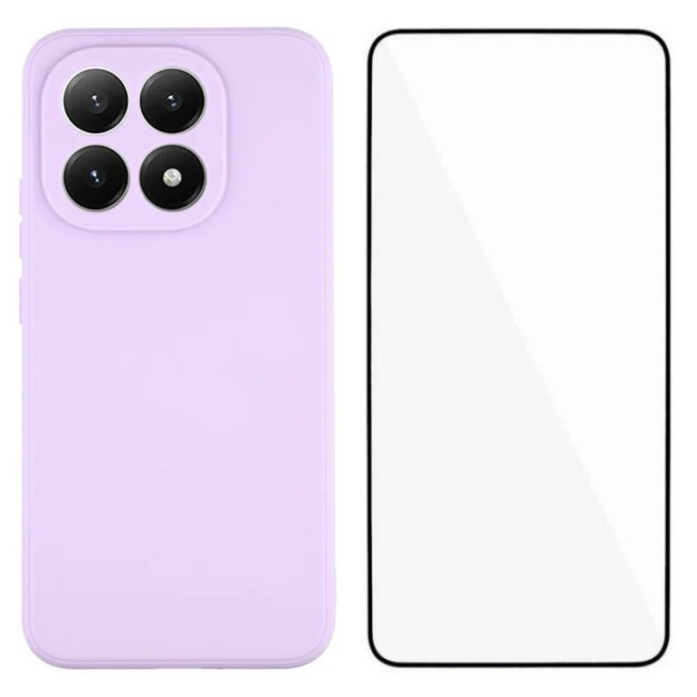(Purple) Wanlonfeng For Xiaomi 15T Case Zb Series Precise Cutouts Straight Edge Tpu Phone Cover With Tempered Glass Film Purple 6914290967681