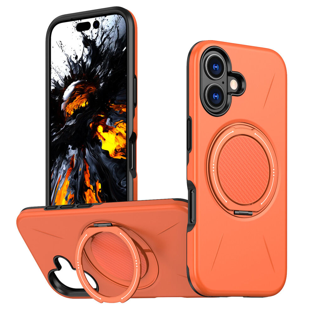 (Orange) For Iphone 16 Case Compatible With Magsafe Tpu + Pc Back Cover With Rotating Kickstand Orange 6914290439904