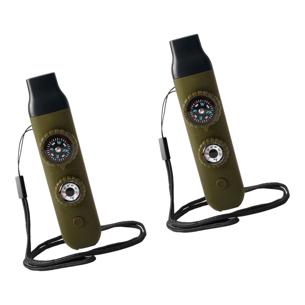 Whistled Compasses Led Light Thermometers For Survival, Multifunctional Green 7696002379775