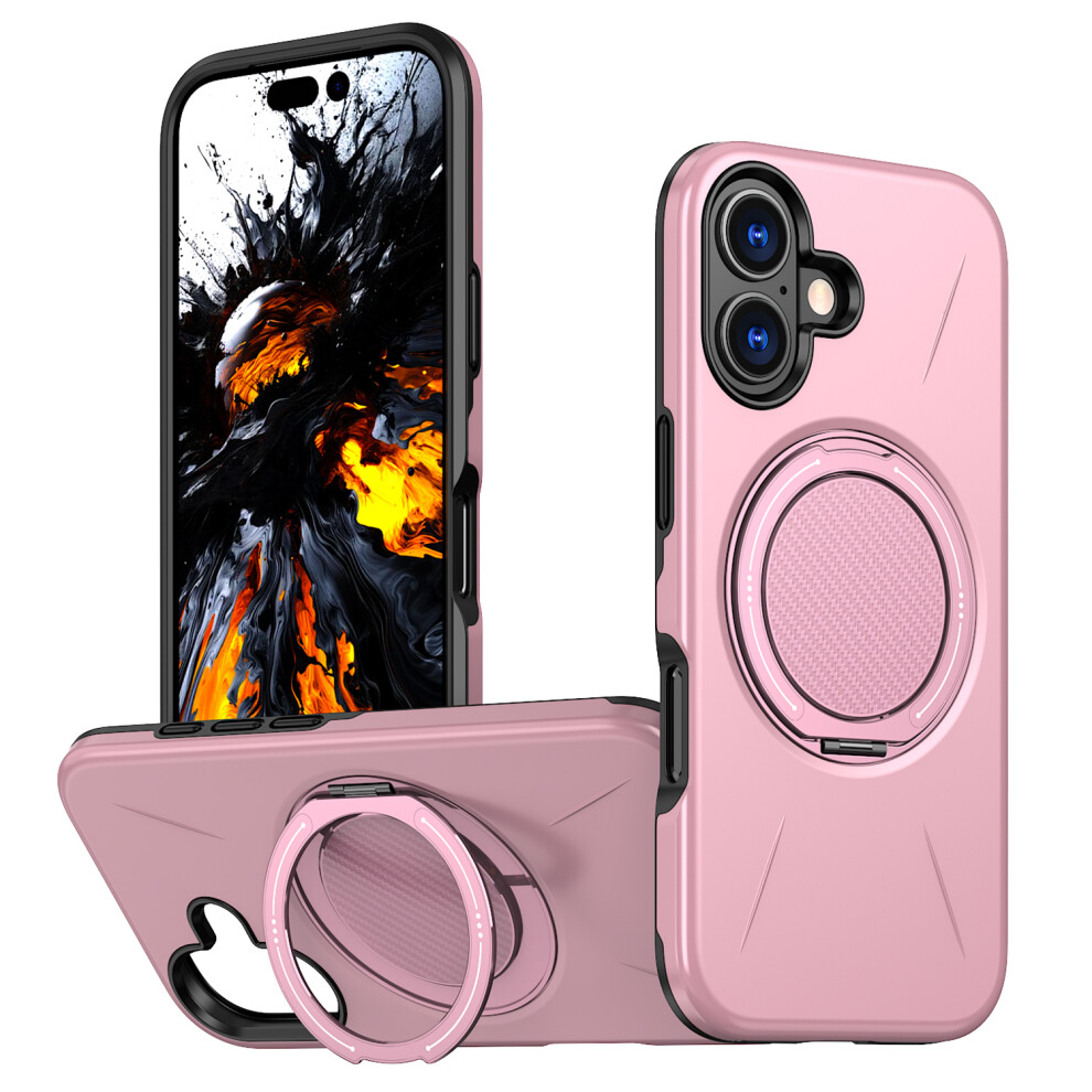 (Pink) For Iphone 16 Case Compatible With Magsafe Tpu + Pc Back Cover With Rotating Kickstand Pink 6914295240574