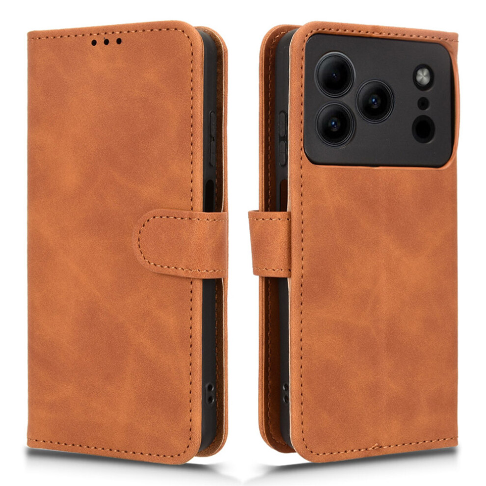 (Brown) For Doogee Note 56 Leather Case Skin Feel Anti Drop Wallet Stand Flip Phone Cover Brown 6914293236159
