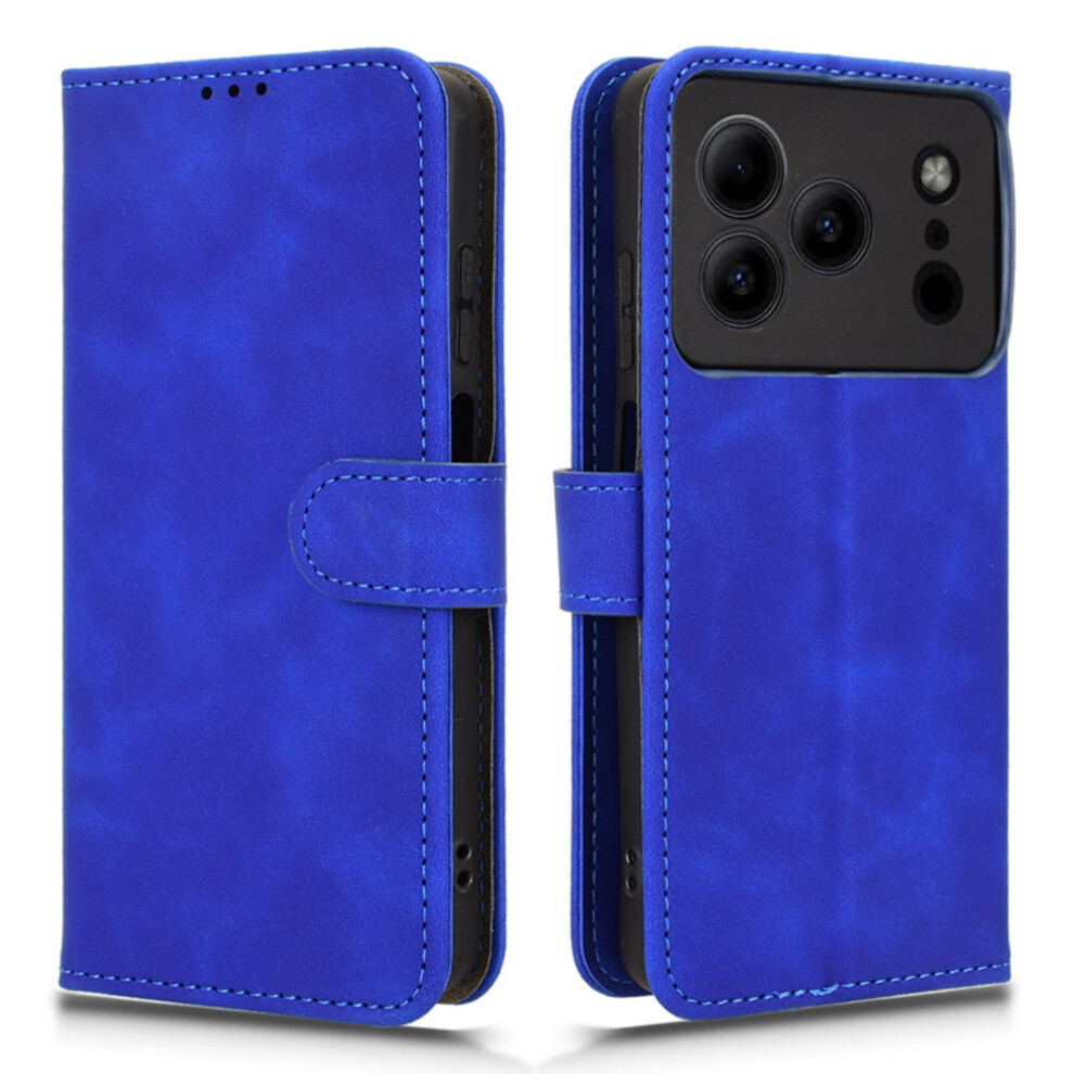 (Blue) For Doogee Note 56 Leather Case Skin Feel Anti Drop Wallet Stand Flip Phone Cover Blue 6914298105771