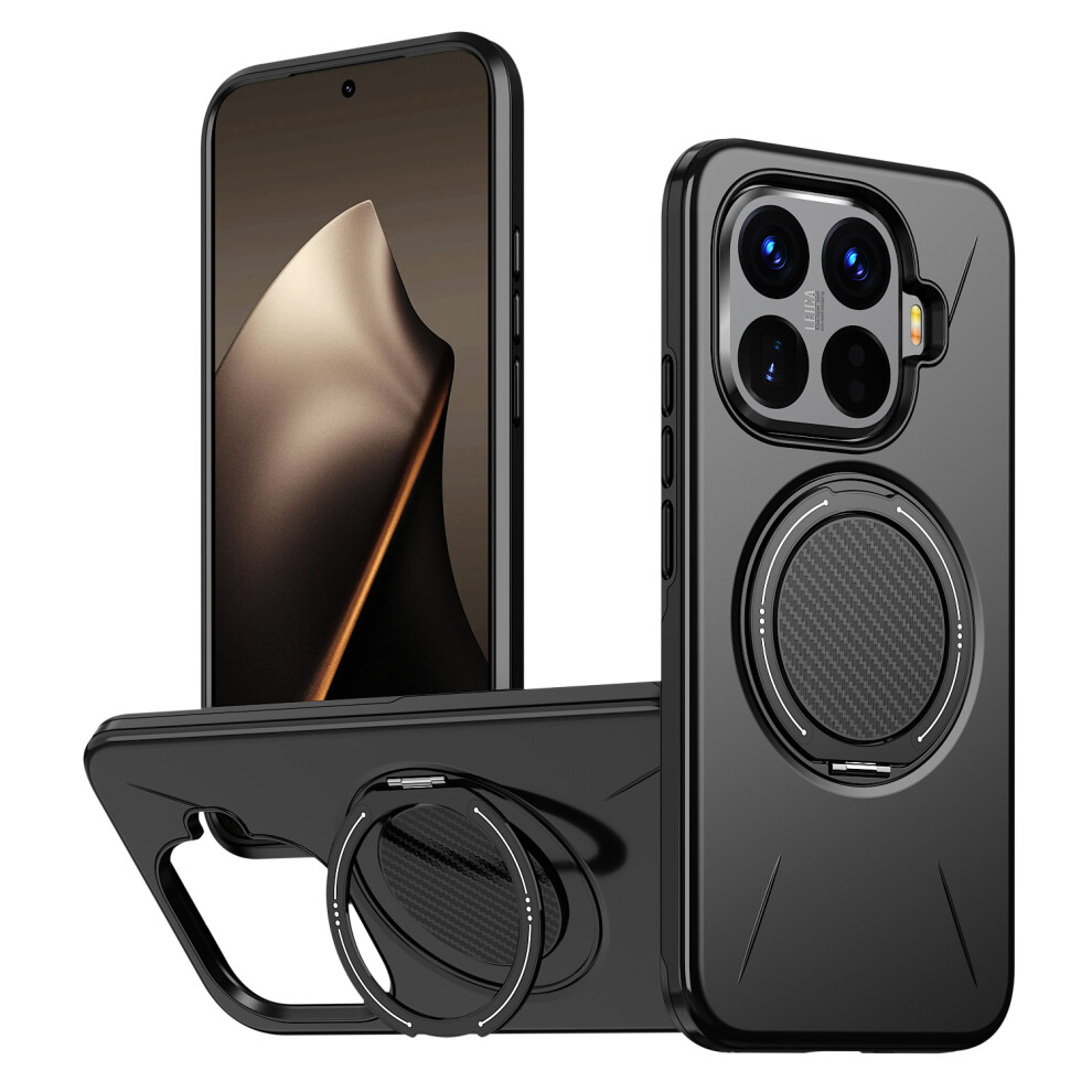 (Black) For Xiaomi 15T Pro Magnetic Case Tpu + Pc Back Cover With Rotating Kickstand Black 6914297741789
