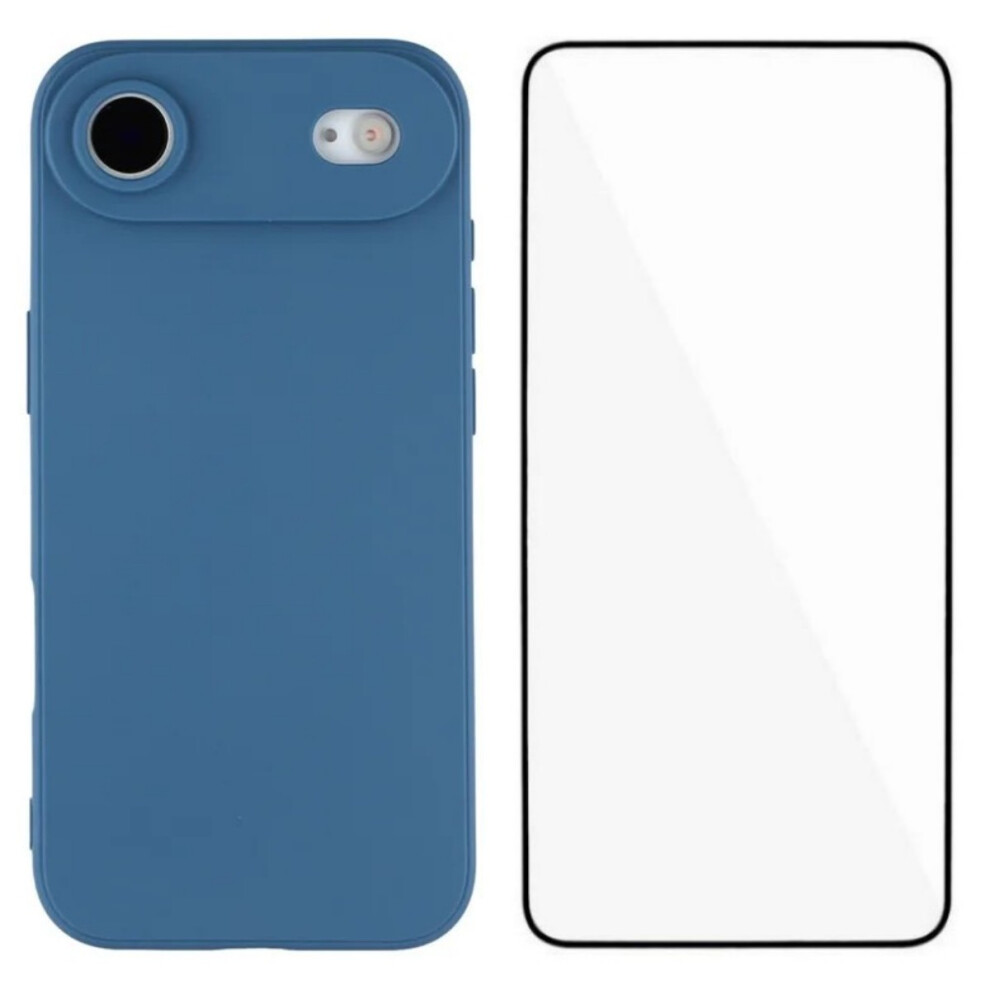 (Sapphire) Wanlonfeng For Iphone Air Case Zb Series Precise Cutouts Straight Edge Tpu Phone Cover With Tempered Glass Film Blue 6914299982647