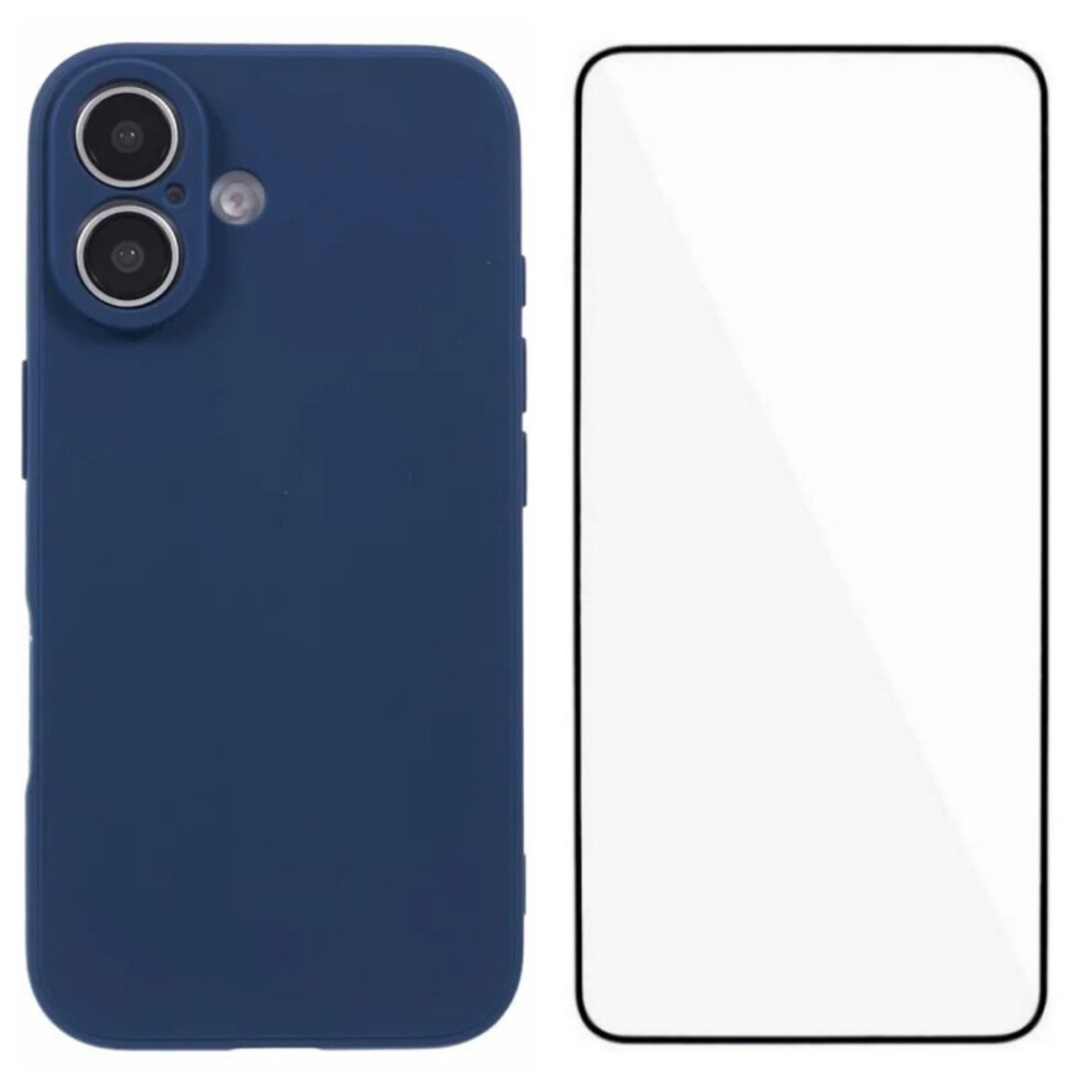 (Sapphire) Wanlonfeng For Iphone 17 Case Zb Series Precise Cutouts Straight Edge Tpu Phone Cover With Tempered Glass Film Blue 6914290388745