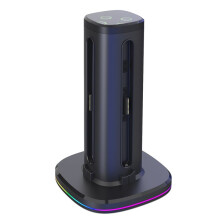 Charging Dock 2, for 2 Accessories for 4 Joy Con,Charger with 9 Touch LED Light Effects RCW307