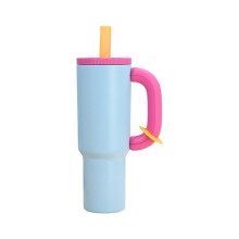 40oz Stainless Steel Straw Insulated Ice Cup Large Capacity Thermal Mug Tumbler with Coffee Cup
