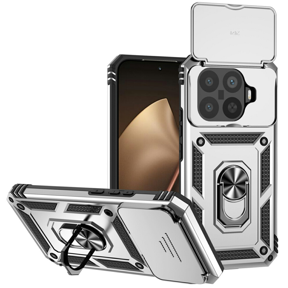 (Silver) For Xiaomi 15T Pro Case Pc + Tpu Phone Cover With Lens Protection Kickstand Silver 6914290116232