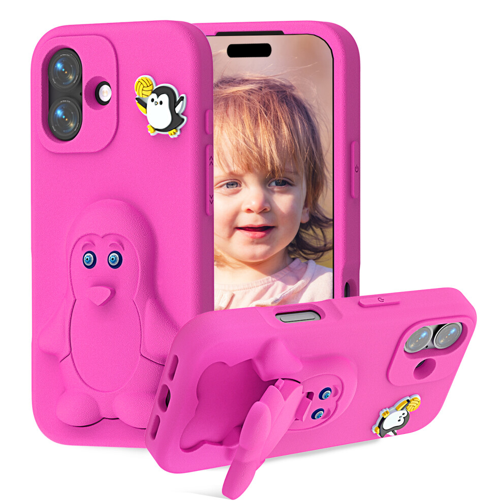 (Rose) For Iphone 17 Case Penguin Design Kickstand Shockproof Eva Phone Cover 6914296060935
