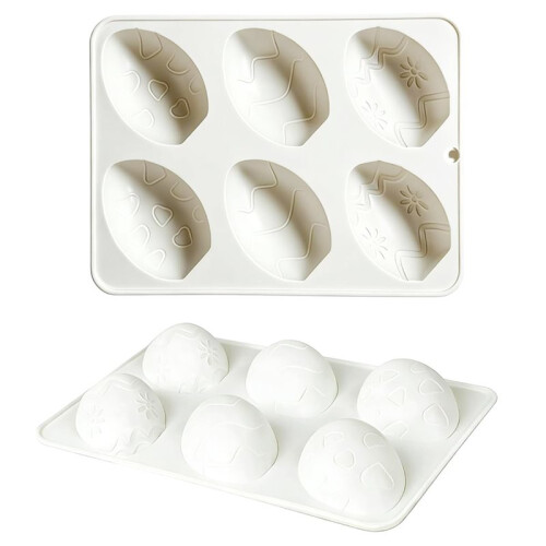 2Packs Silicone Easter Chocolate Molds 6-Cavity Egg-Shaped - Reusable Candy Mold for Mousse Cake, Chocolate, Pudding