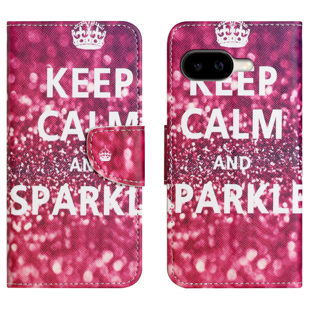 (Keep Calm And Sparkle) For Google Pixel 10A Case Pattern Printing Cross Texture Leather Phone Cover 6914295524278