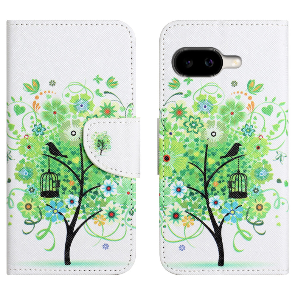 ( Tree) For Google Pixel 10A Case Pattern Printing Cross Texture Leather Phone Cover Green 6914290185146