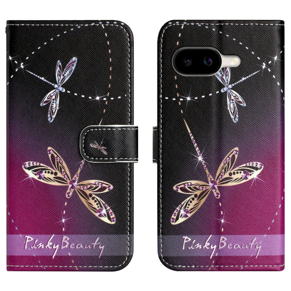 (Dragonfly) For Google Pixel 10A Case Pattern Print Pu Leather Wallet Phone Cover Cross Texture 6914293287120