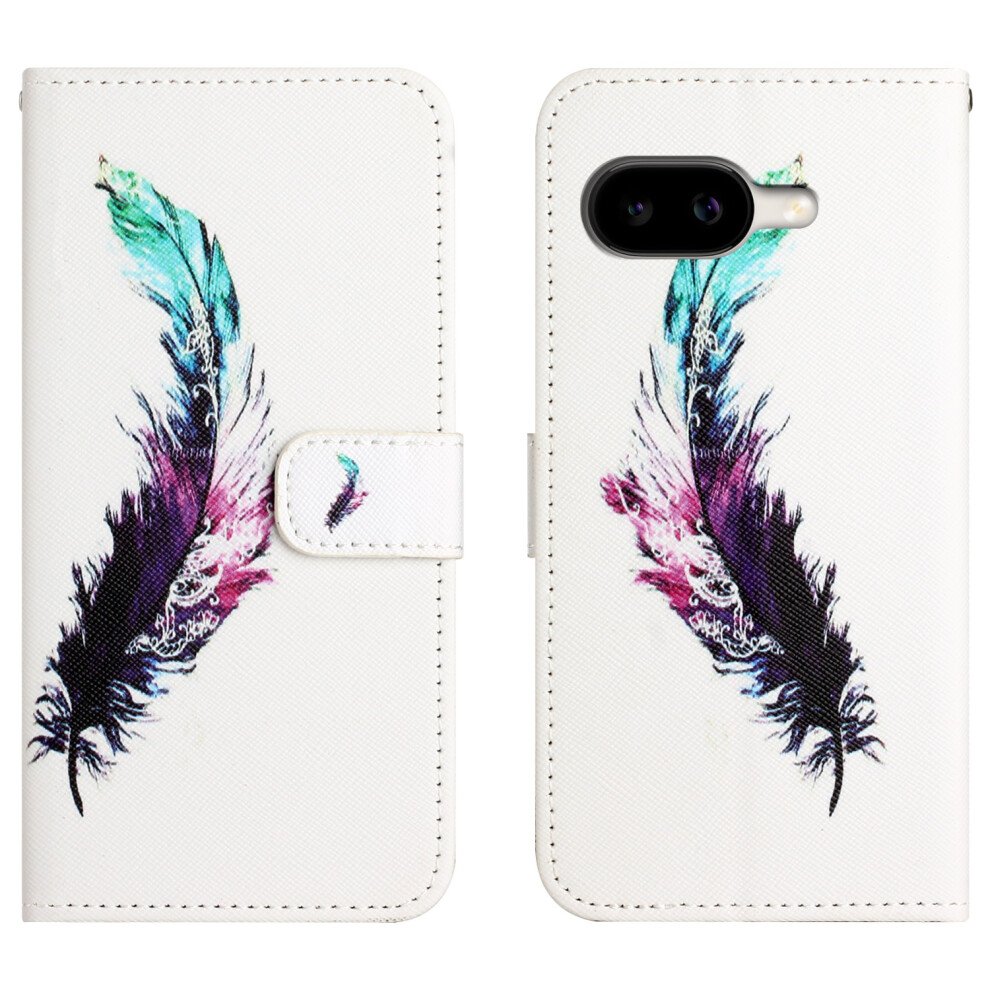 (Feather) For Google Pixel 10A Case Pattern Print Pu Leather Wallet Phone Cover Cross Texture 6914294762763