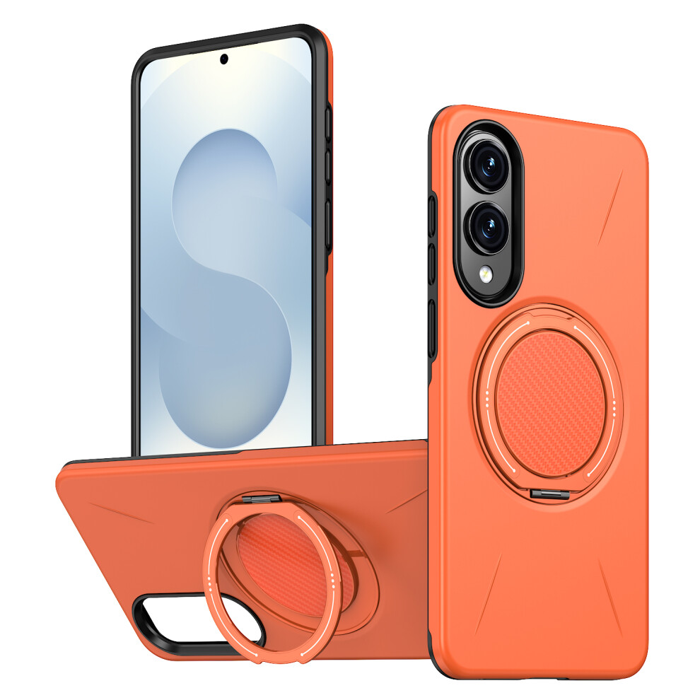 (Orange) For Samsung Galaxy S25 Edge Magnetic Case Rotating Kickstand Tpu + Pc Phone Cover Orange 6914298619414
