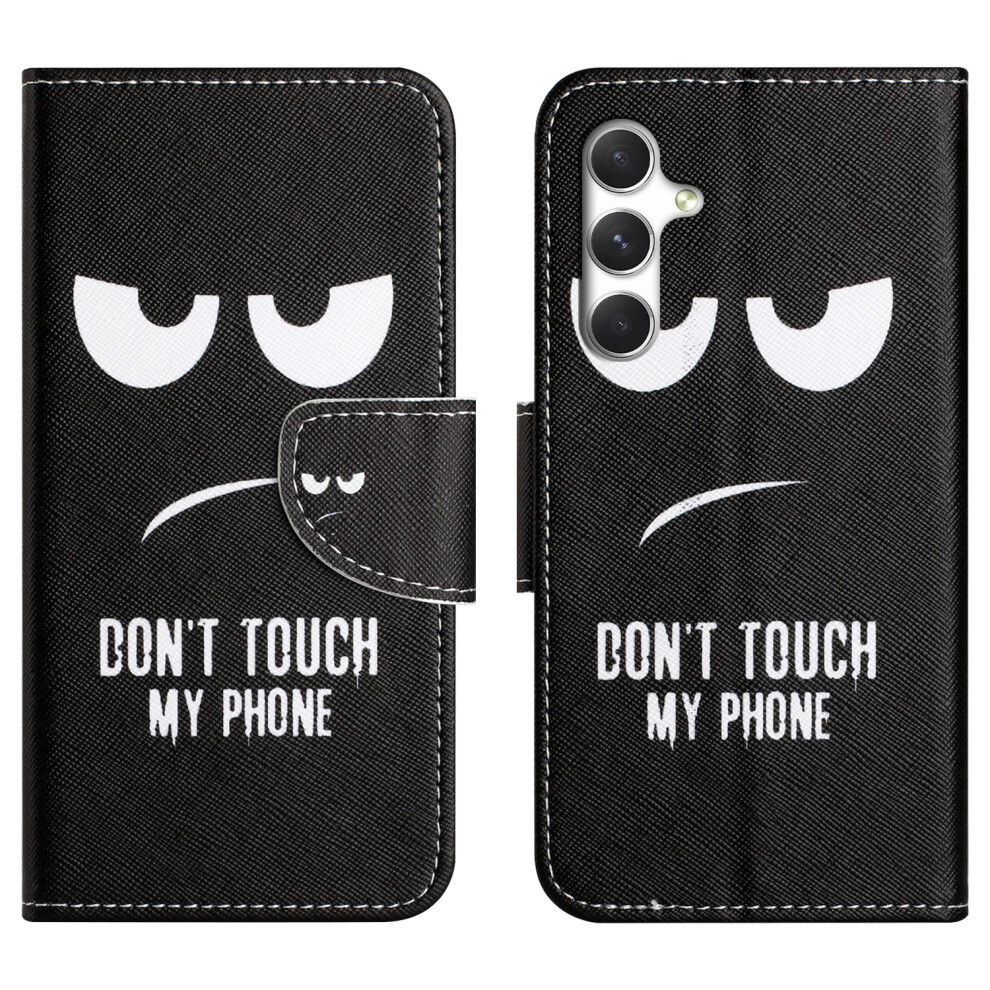 (Don't Touch My Phone) For Samsung Galaxy A57 5G Case Pattern Printing Cross Texture Leather Phone Cover 6914292677601