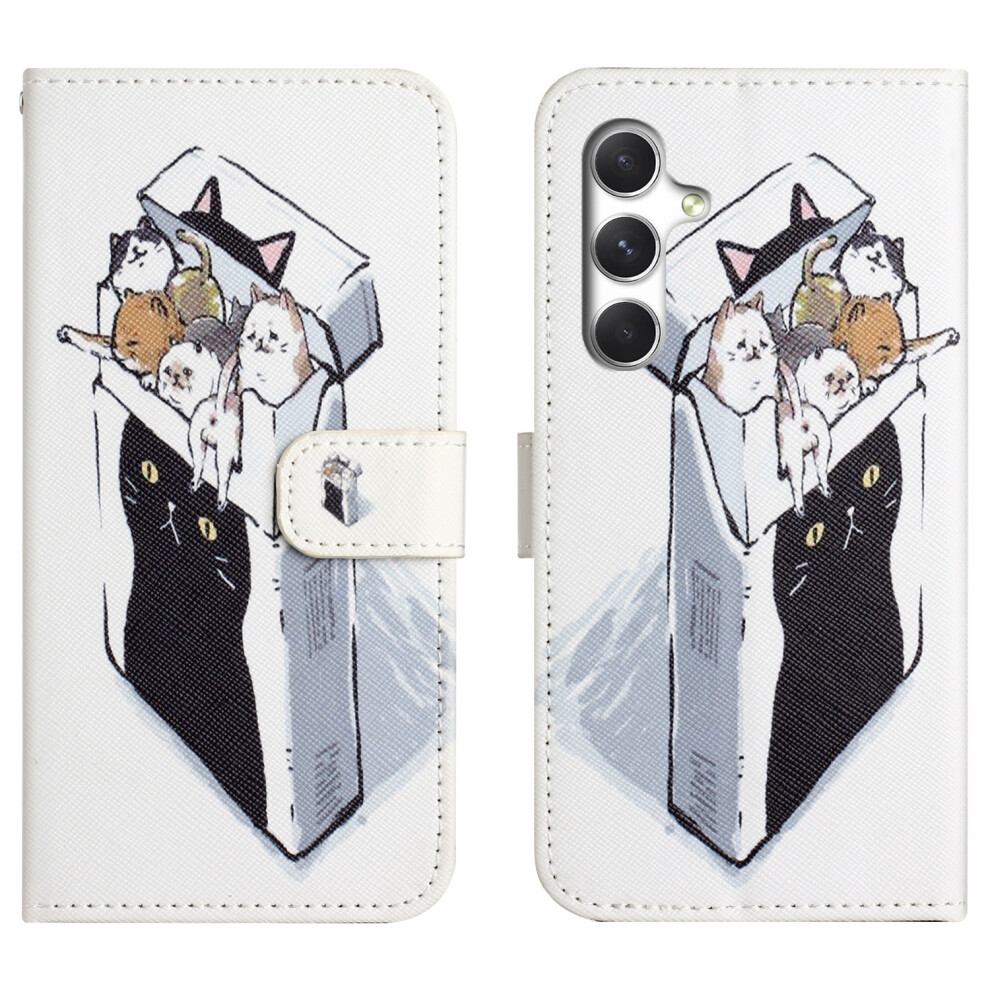 (Cats) For Samsung Galaxy A57 5G Case Pattern Print Pu Leather Wallet Phone Cover Cross Texture 6914296870480