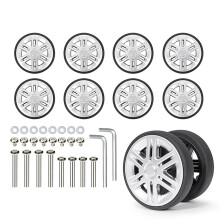 8PCS Suitcase Wheels Abrasion Resistant Plastic Rollers Easy Replacement 60 silver