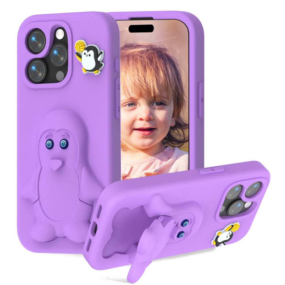 (Purple) For Iphone 13 Pro Max Case Penguin Design Kickstand Shockproof Eva Phone Cover Purple 6914299572022