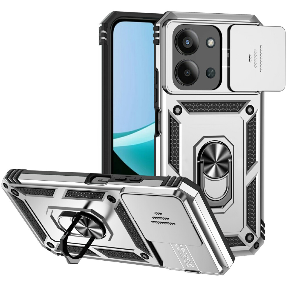 (Silver) Phone Case For Xiaomi Redmi 15C 5G (Eu) (173Mm) / 4G (Eu) (173Mm) / Poco C85 5G Pc + Tpu Cover With Lens Protection Kick Silver 6914292664151