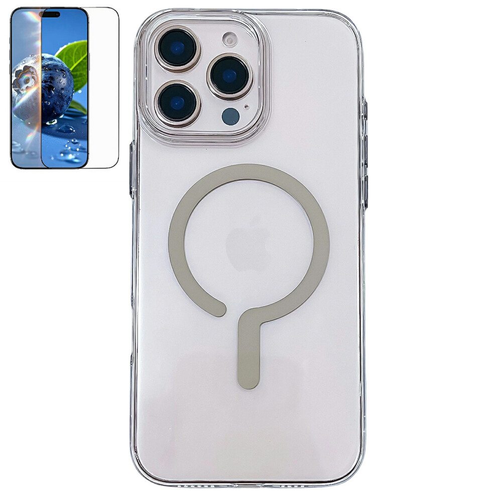 (Desert ) For Iphone 16 Pro Max Crystal Clear Case Compatible With Magsafe Hard Pc Phone Cover With Tempered Glass Film Gold 6914299962847